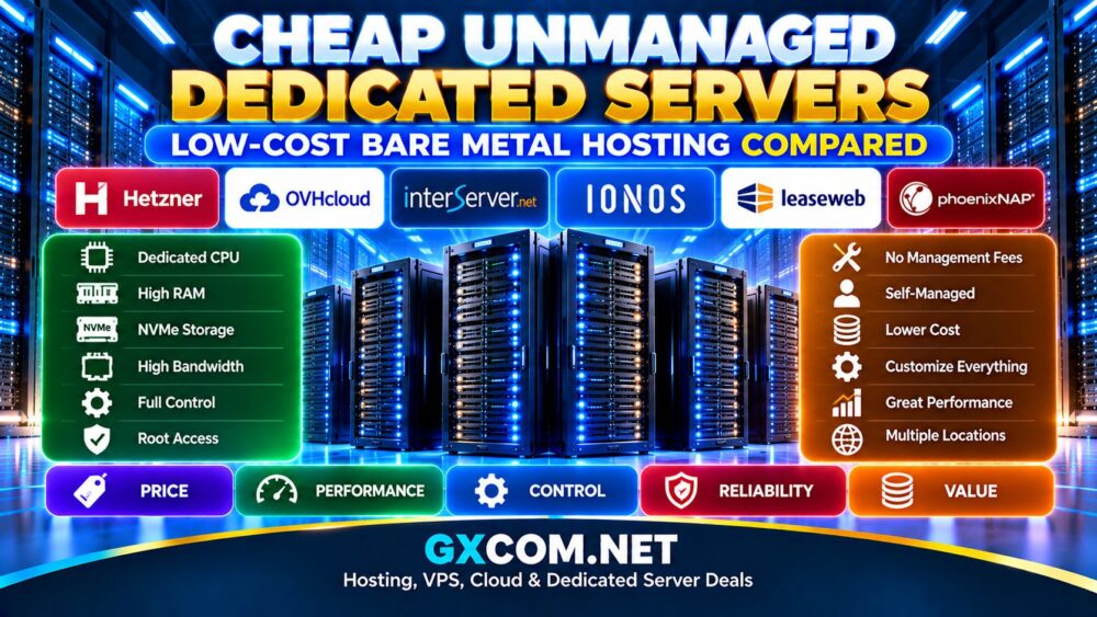 Cheap Unmanaged Dedicated Servers and low-cost bare metal hosting compared