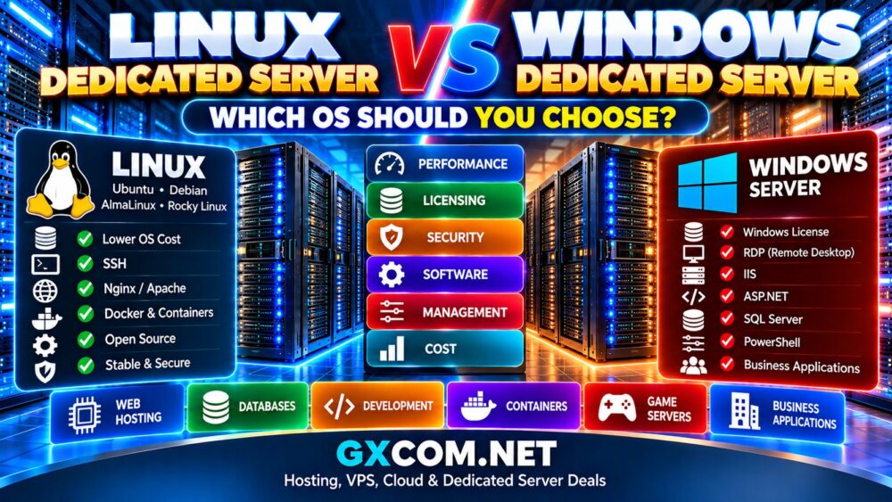 Linux Dedicated Server vs Windows Dedicated Server operating system comparison