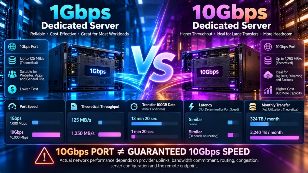 10Gbps vs 1Gbps Dedicated Server: Bandwidth, Port Speed and Real Network Performance