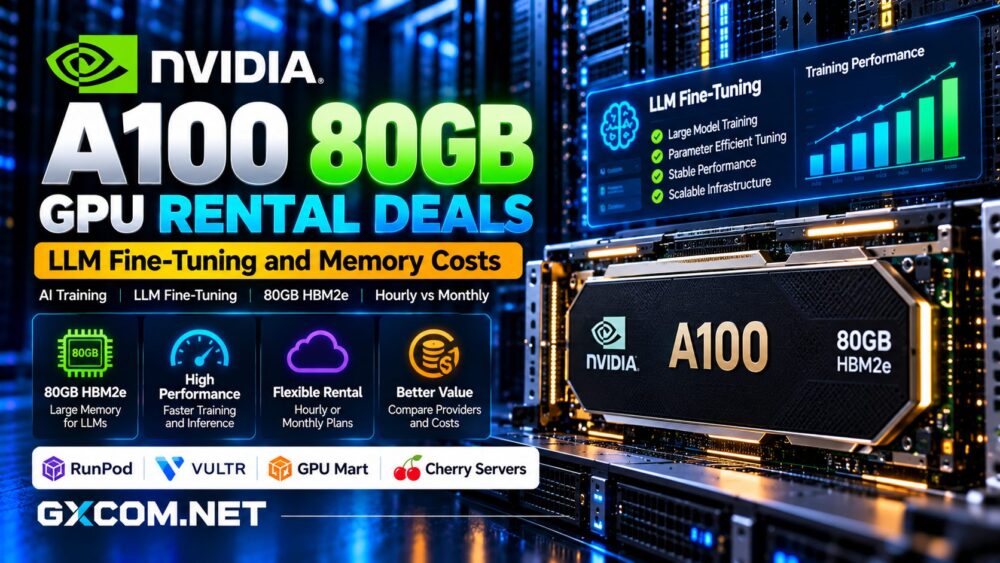 NVIDIA A100 80GB GPU租赁方案对比：HBM2e内存、LLM微调性能以及按小时与按月计费的托管成本