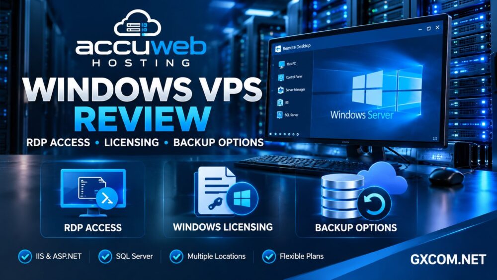 AccuWeb Windows VPS 评测,涵盖 RDP 远程桌面访问、Windows Server 许可及备份选项