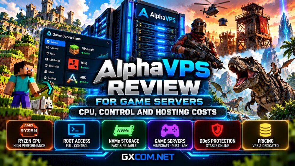 AlphaVPS游戏服务器托管评测：涵盖Ryzen处理器、NVMe VPS、《我的世界》、《Rust》、《ARK》及控制面板费用