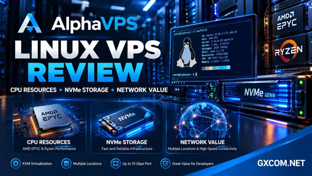 AlphaVPS Linux VPS 评测：对比 CPU 资源、AMD EPYC 和 Ryzen 处理器、NVMe 存储及网络性能
