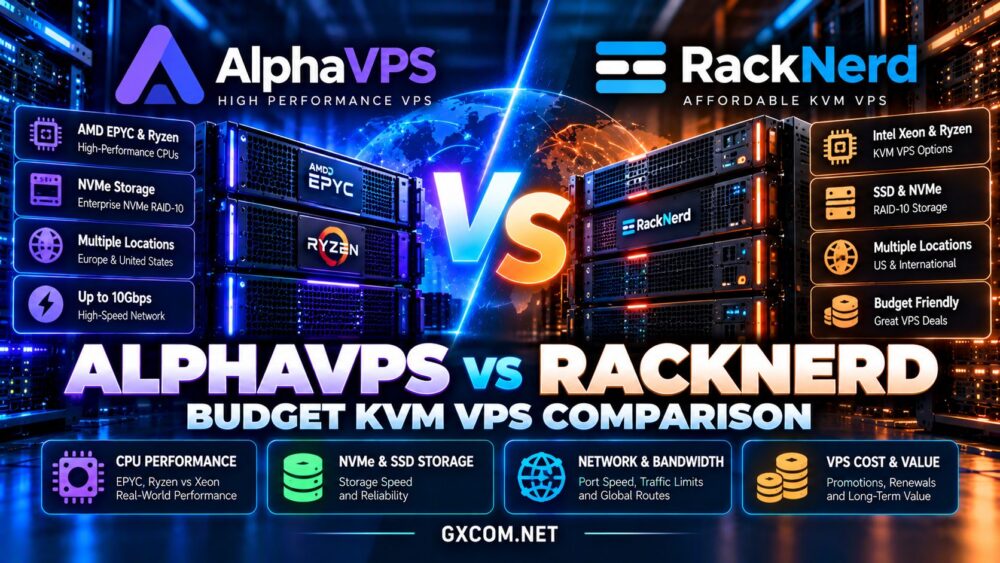 AlphaVPS 与 RackNerd 经济型 KVM VPS 对比评测：涵盖 CPU 性能、NVMe 存储、带宽限制及性价比