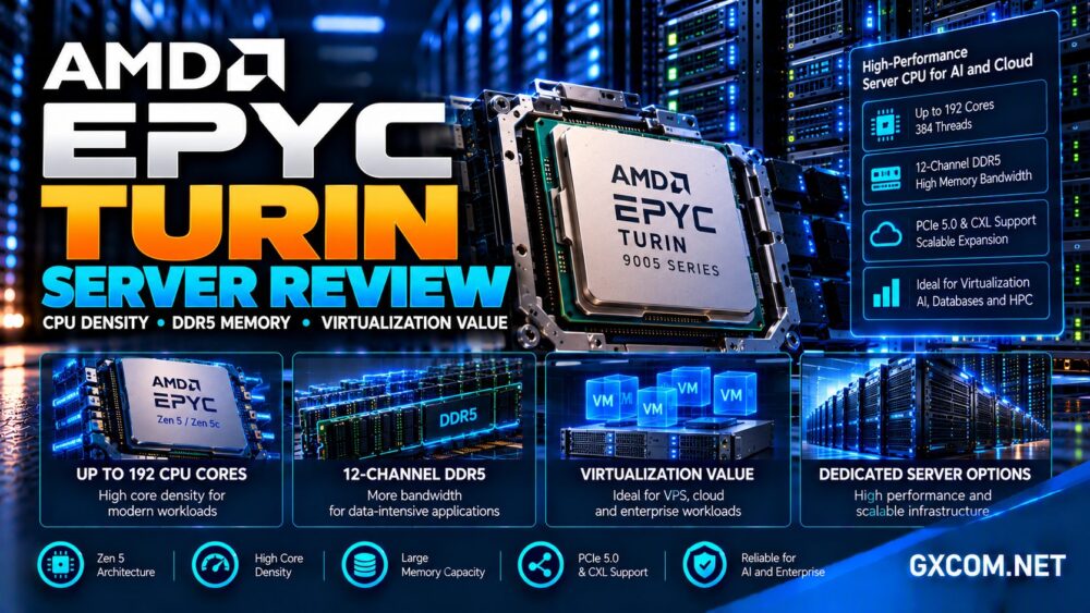 AMD EPYC Turin 服务器评测：对比 EPYC 9005 的 CPU 密度、Zen 5 和 Zen 5c 架构、DDR5 内存及虚拟化性能