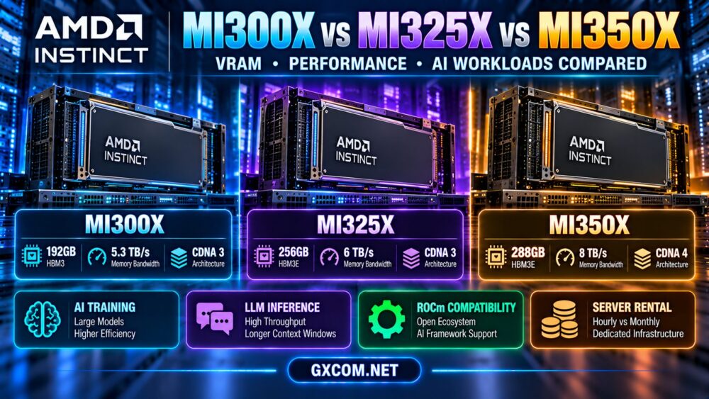 AMD Instinct MI300X、MI325X 与 MI350X 服务器对比：显存、性能与 AI 工作负载