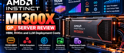 AMD Instinct MI300X GPU server review featuring 192GB HBM3 memory, ROCm, Infinity Fabric and LLM deployment cost analysis