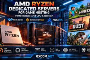 AMD Ryzen dedicated servers for game hosting comparing CPU performance, Ryzen generations and hardware for Minecraft, Rust and ARK