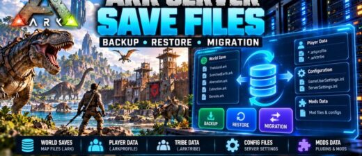 ARK server save files backup, restore and migration with dinosaur world, player data and server recovery