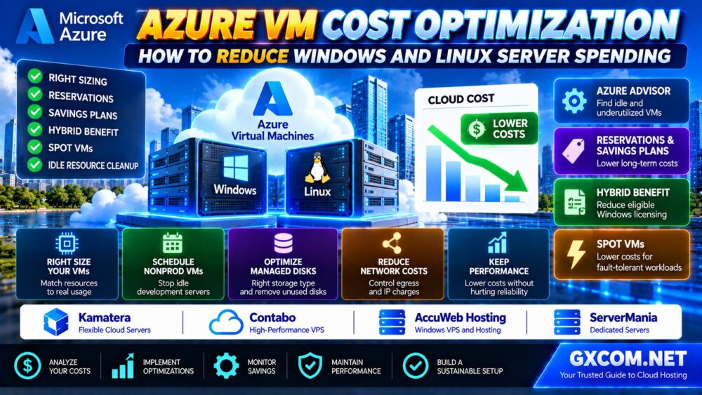 Azure VM Cost Optimization Guide Windows Linux Server Spending Reservations Savings Plans Hybrid Benefit Spot VMs and Managed Disks