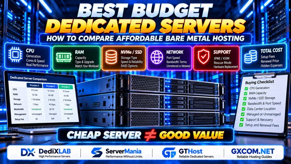 Best Budget Dedicated Servers Comparison of Affordable Bare Metal Hosting CPU RAM NVMe Bandwidth and Total Cost