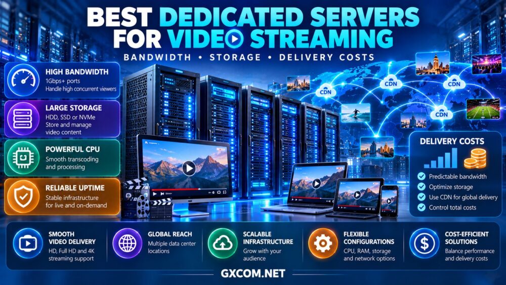 Best dedicated servers for video streaming comparing bandwidth capacity, video storage, CDN delivery and hosting costs