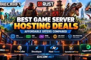 Best game server hosting deals comparison for Minecraft, Rust and ARK featuring affordable hosting options and GXCOM.NET