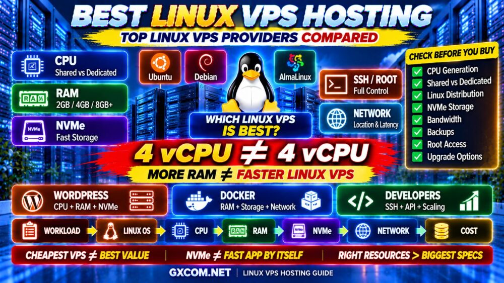 Best Linux VPS Hosting Providers CPU RAM NVMe Ubuntu Debian Performance and Features Compared