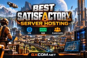 Best Satisfactory server hosting comparison featuring CPU performance, RAM requirements, player slots and automated factory multiplayer