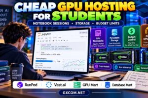Cheap GPU hosting for students comparing Jupyter notebook sessions storage and monthly GPU rental budgets