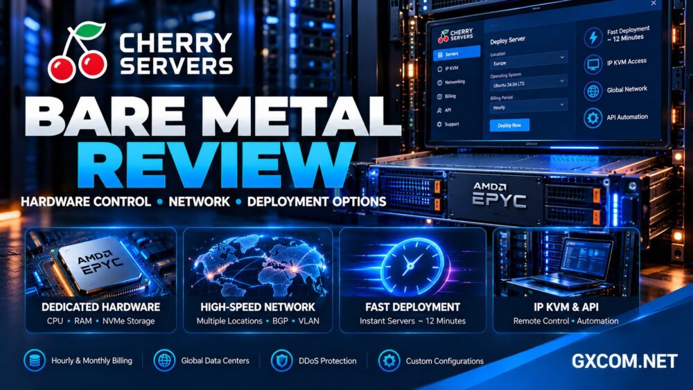 Cherry Servers 裸机服务器评测,涵盖专用硬件、IP KVM 远程控制、网络带宽及部署选项