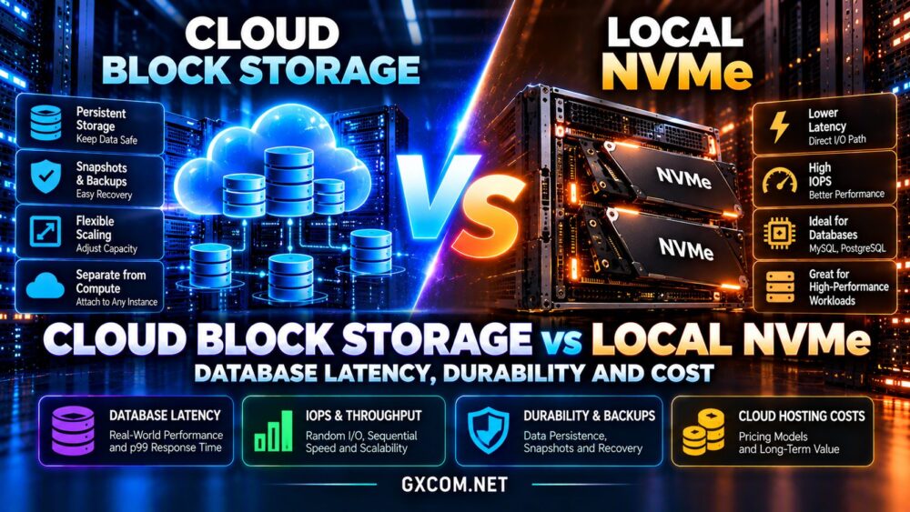 云块存储与本地 NVMe 的对比分析:涵盖数据库延迟、IOPS、耐久性、备份及云托管成本