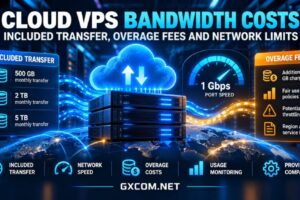 云VPS带宽费用对比，显示包含的数据传输量、超额费用及网络速度限制