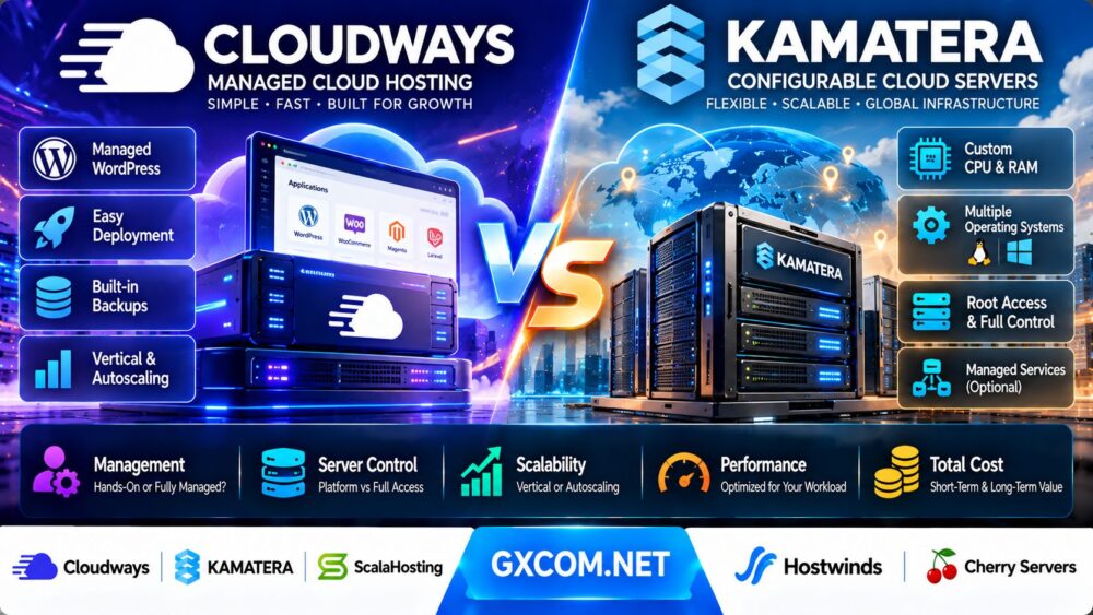 Cloudways 与 Kamatera 对比：托管云的便捷性、服务器的灵活性及总体成本