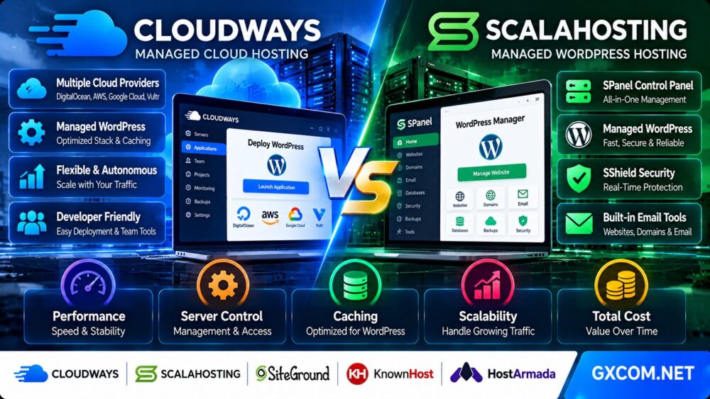 Cloudways 与 ScalaHosting 对比：托管型 WordPress 的性能、服务器控制权及总成本