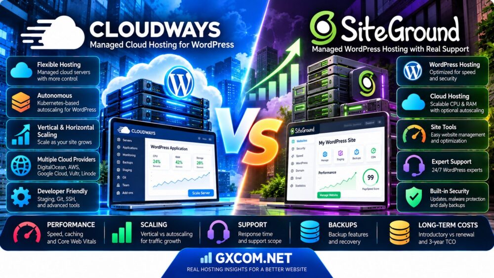 Cloudways 与 SiteGround 对比：托管型 WordPress 的扩展性、技术支持及长期成本