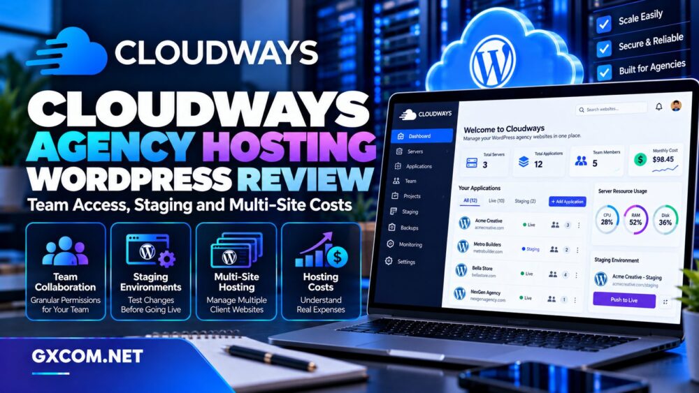 Cloudways WordPress 代理托管服务评测，涵盖团队访问权限、测试环境、多个客户网站及托管费用