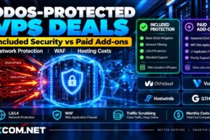 VPS deals with DDoS protection comparing included network security, paid mitigation add-ons, VPS firewall protection and monthly hosting costs
