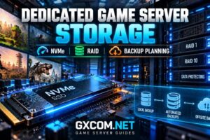 专用于游戏服务器的存储方案，配备 NVMe SSD、RAID 冗余及多玩家游戏托管备份方案