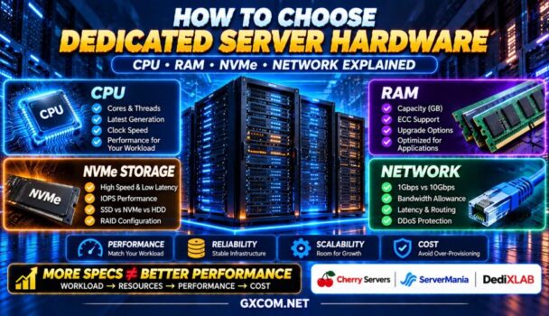 Dedicated Server Hardware Guide Comparing CPU RAM NVMe Storage RAID and Network Specifications