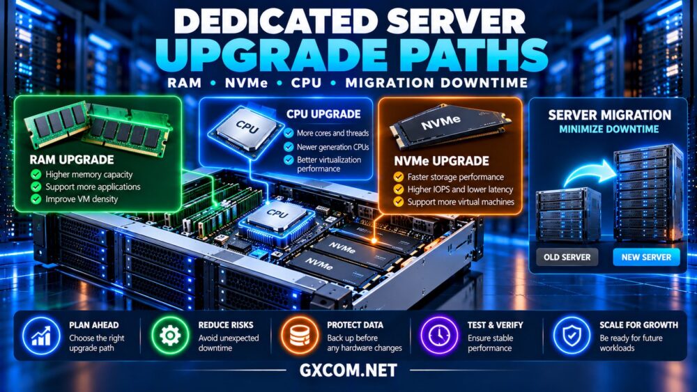 专用服务器升级方案对比:内存扩容、NVMe存储升级、CPU更换及迁移停机时间