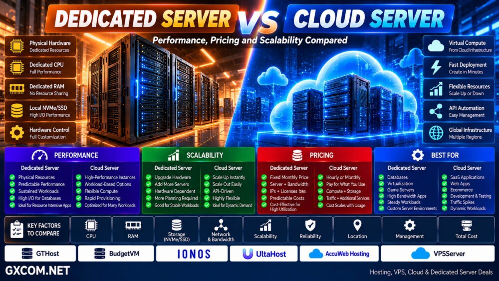Dedicated Server vs Cloud Server: Performance, Pricing and Scalability Compared