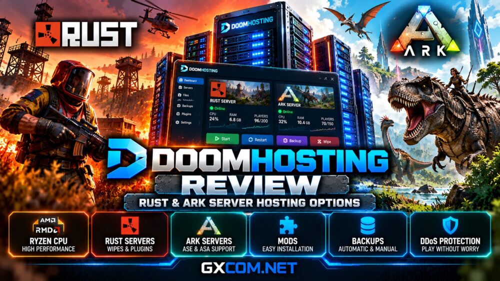 DoomHosting 评测：涵盖《Rust》和《ARK》服务器托管、Ryzen 硬件、服务器管理、模组、备份及 DDoS 防护