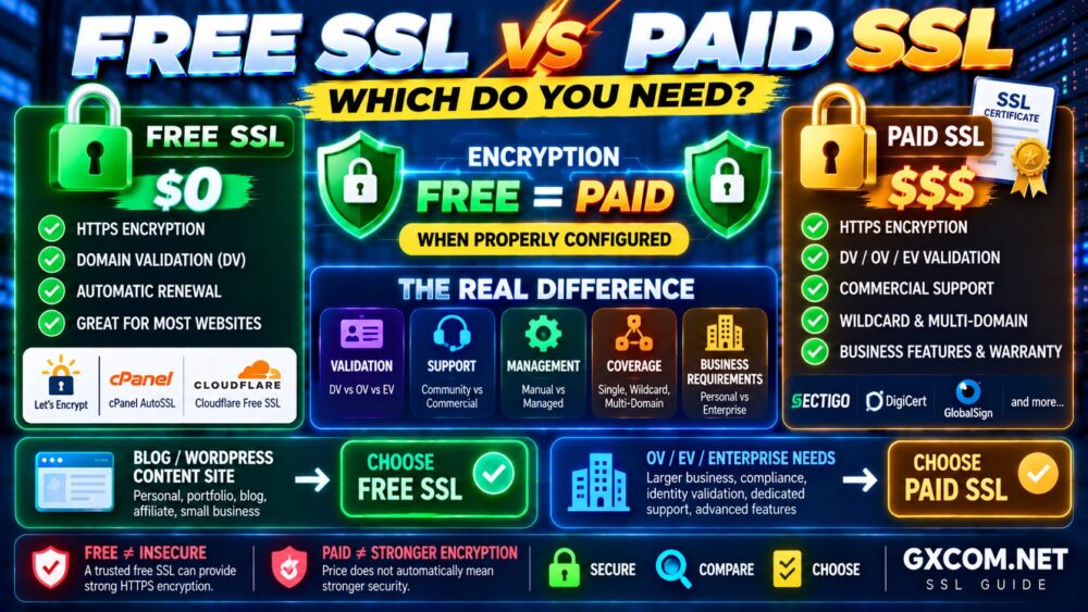 Free SSL vs Paid SSL Certificates Security Features and Differences Compared