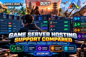 Game server hosting support comparison showing managed services, technical response times, support tickets and incident escalation