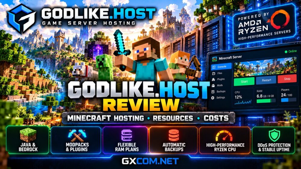 Godlike.Host 评测：涵盖《我的世界》Java版和基岩版主机服务、Ryzen服务器硬件、内存套餐、模组包及定价
