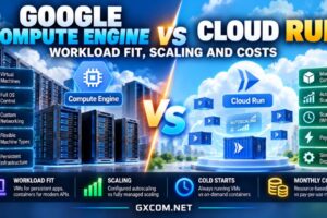 Google Compute Engine 与 Cloud Run 的对比，涵盖虚拟机、无服务器容器、自动扩展和基础设施成本