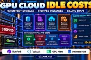 GPU cloud idle costs showing persistent storage stopped instances and hidden GPU hosting charges