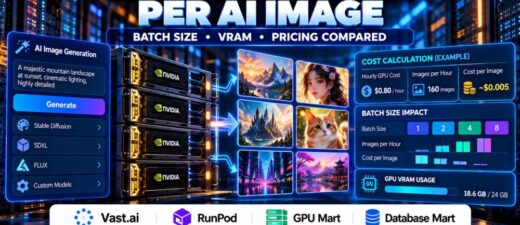 GPU Rental Cost per AI Image Comparison of Batch Size VRAM and Pricing