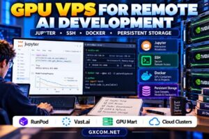 GPU VPS for remote AI development with Jupyter SSH Docker containers and persistent storage