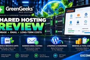GreenGeeks 共享主机评测，涵盖存储空间限制、企业邮箱、LiteSpeed WordPress 性能、绿色能源及续费费用