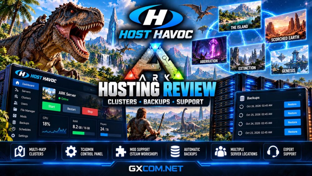 Host Havoc ARK 主机评测：支持多地图集群管理、TCAdmin 控制面板和自动服务器备份
