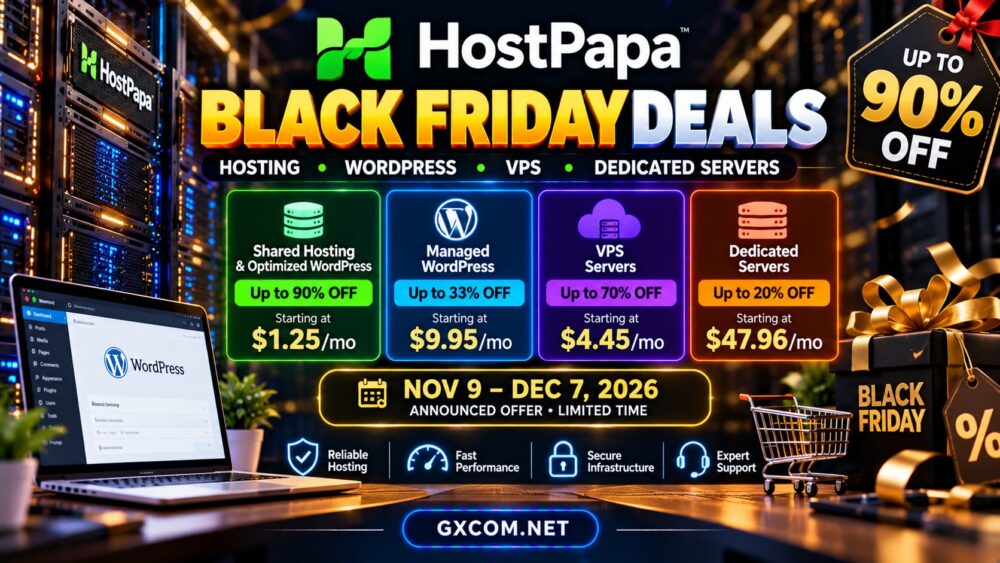 HostPapa Black Friday hosting deals with WordPress VPS and dedicated server discounts starting at $1.25 per month