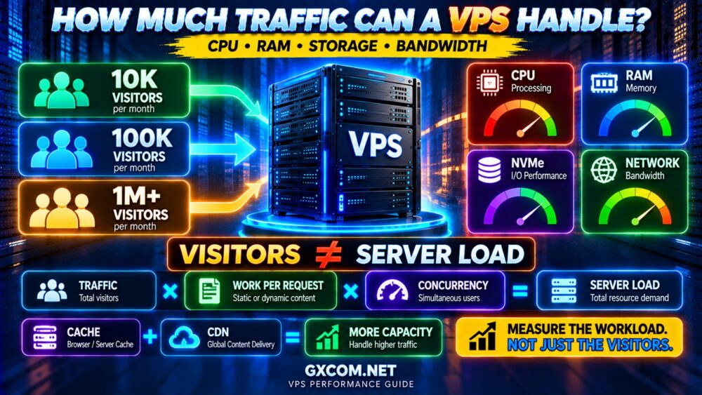 VPS 能处理多少流量?CPU、内存、带宽及服务器容量的详解