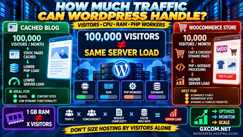 How Much Traffic Can WordPress Hosting Handle Visitors CPU RAM PHP Workers and Caching Explained