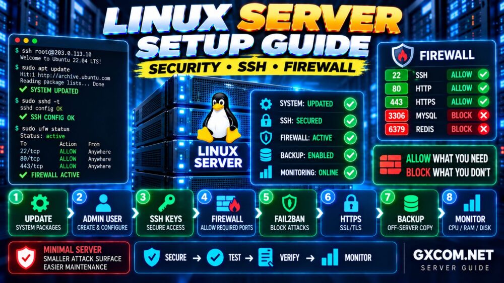 Linux Server Setup Guide for Security SSH Firewall and Essential Configuration