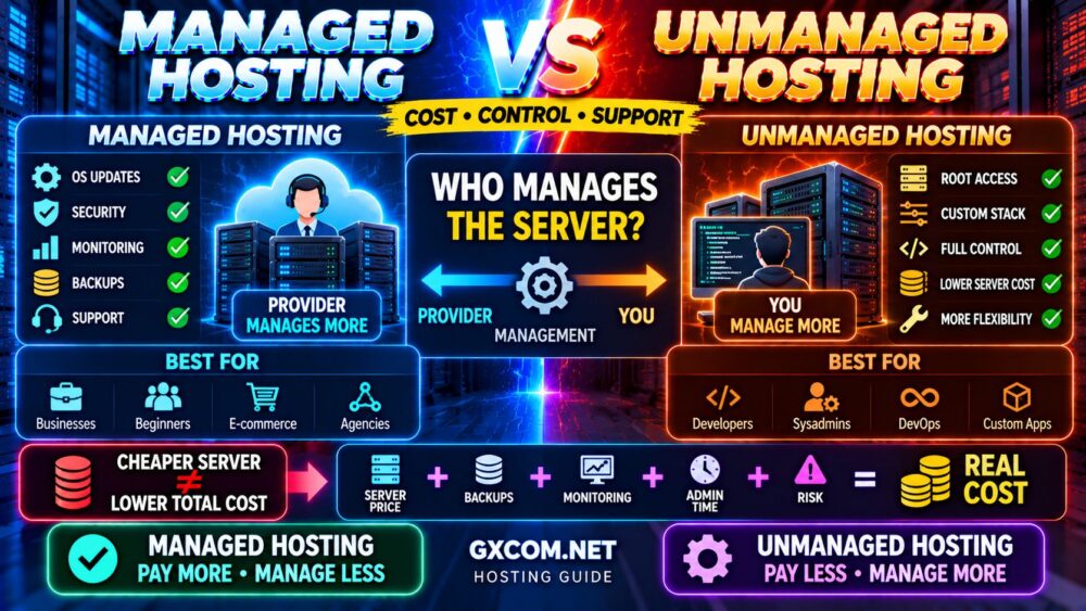 Managed Hosting vs Unmanaged Hosting Cost Control Security and Management Comparison