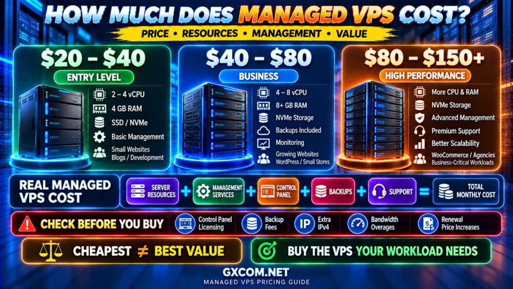 Managed VPS Hosting Cost Pricing CPU RAM NVMe Management and Features Comparison