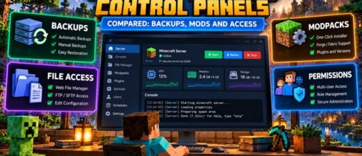 Minecraft hosting control panels compared for backups modpack installation SFTP file access and server permissions