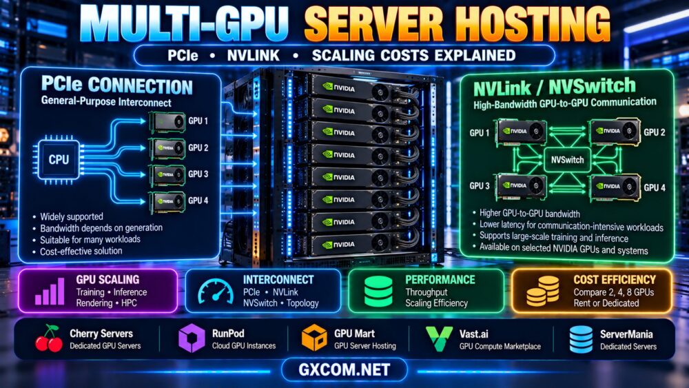 Multi-GPU Server Hosting: PCIe, NVLink and Scaling Costs Explained